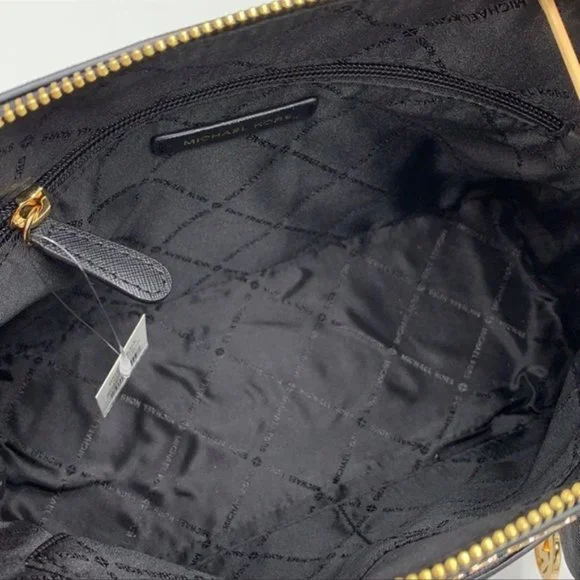 Michael Kors Jet Set Travel Medium Saffiano Leather Dome Satchel Black - Picture 4 of 16